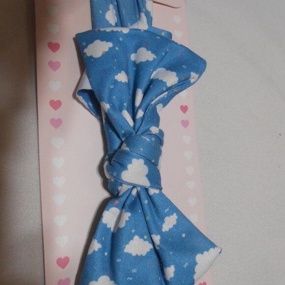 NEW Baby Bow Bliss one size headband ribbon Bow Blue w/ white clouds design 👶 - Picture 5 of 6
